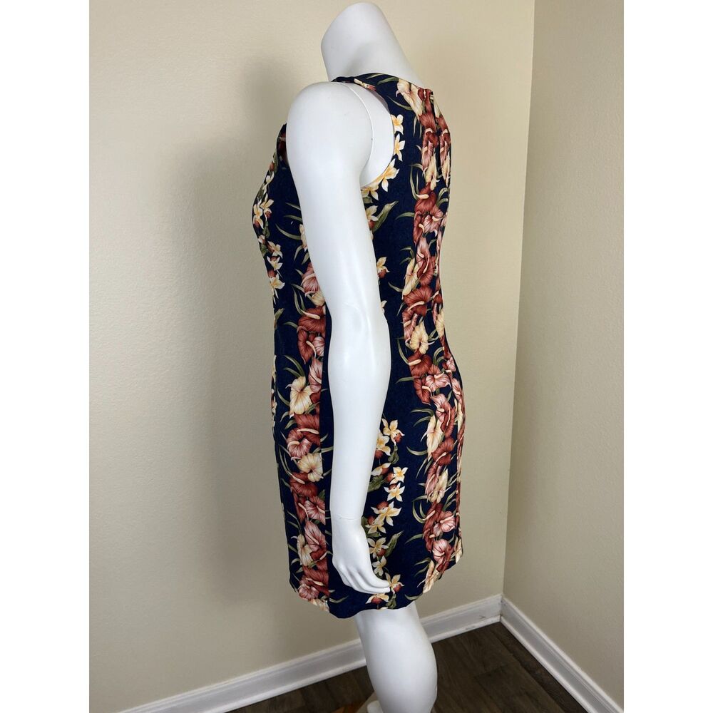 Vintage Two Palms Women Size XL Tropical Floral Sheath Mini Dress Hawaiian Shift - Picture 11 of 14